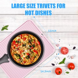VIFENYUO Silicone Trivet Mat Extra Large Heat Resistant Non-Slip Pot Holder Multi Purpose Kitchen Hot Pad for Hot Dish Mat Utensil Drying Rack 14.2"×11 "