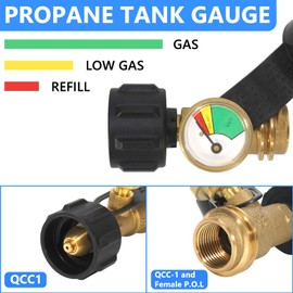 JEASOM Propane Tank Gauge with 6 Feet Propane Adapter Hose 1 lb to 20 lb Converter,QCC1/Type 1 Connection for 5-40lb Propane Tank,Propane Tank Hose for Coleman Stove, Weber Q Grill, Mr. Buddy Heater