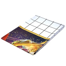Allgala Waterproof Check Design Printed PVC Vinyl Protective Tablecloth - 54x54 Inch - White and Fish - TC59001