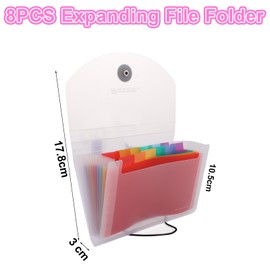 APACALI 8 Pack Expanding File Folder A6, 13 Pockets Flash Card Holder, A6 Revision Card Organiser with Colored Labels Index, Revision Card Holder A6 for Cards Receipt Bills Coupons Storage