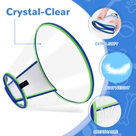 Soft Dog Cone Collar for Dogs After Surgery, Transparent Cone for Dogs to Stop Licking, Breathable Dog Neck Cone for Small Medium Large Dog, Adjustable Elizabethan Pet Recovery Collar (Blue, Size 6)