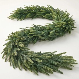 6ft Real Touch Cedar Greenery Garland, Artificial Cypress Garland for Mantle, Lifelike Faux Cedar Pine Tree Vine Decor for Table Runner, Heavyweight Waterproof Indoor Outdoor Wedding Wreath, 1-Pack