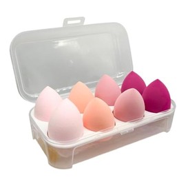 QZed 8 Piece Makeup Sponge Latex-Free Applicator Soft Beauty Sponge Set for Flawless Blending of Foundation Concealer (Pink)