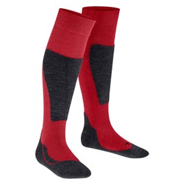 FALKE Children's Unisex Active Ski Socks, Medium Padding, Anti-Blister, Breathable, Quick-Drying, Climate-Regulating, Odour-Inhibiting, Wool, Functional Material, 1 Pair, Red (Lipstick 8000)