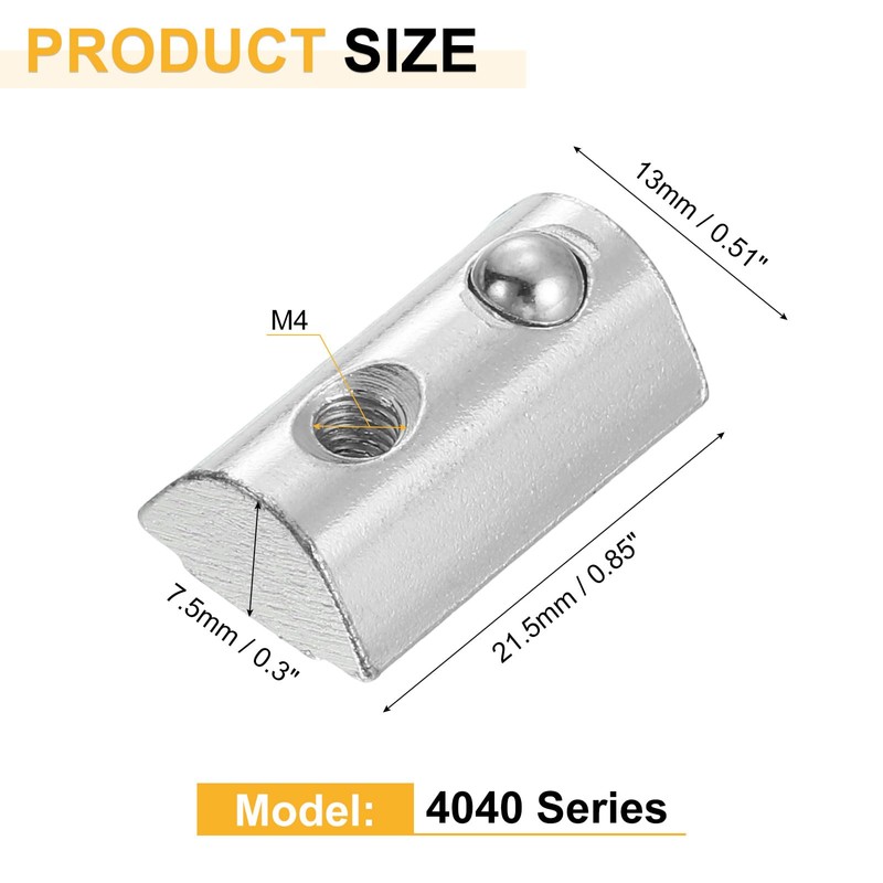sourcing map Roll-in Spring M4 T Nut, Roll Ball Elastic