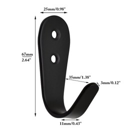 Mokife Coat Hooks for Wall, 6 Pack Black Jacket Hangers Wall Mounted Stainless Steel Single Door Hook Heavy Duty, Large J Metal Hook for Entryway Kitchen Bedroom Bathroom Office Toilet