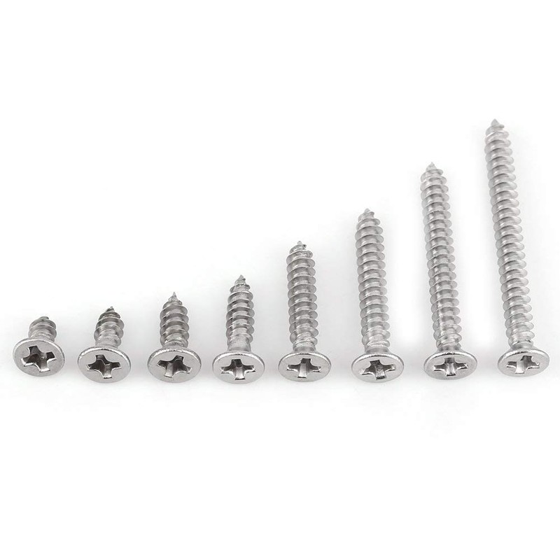 200Pcs M3 Flat Head Phillips Self Tapping Screw Combination Set,