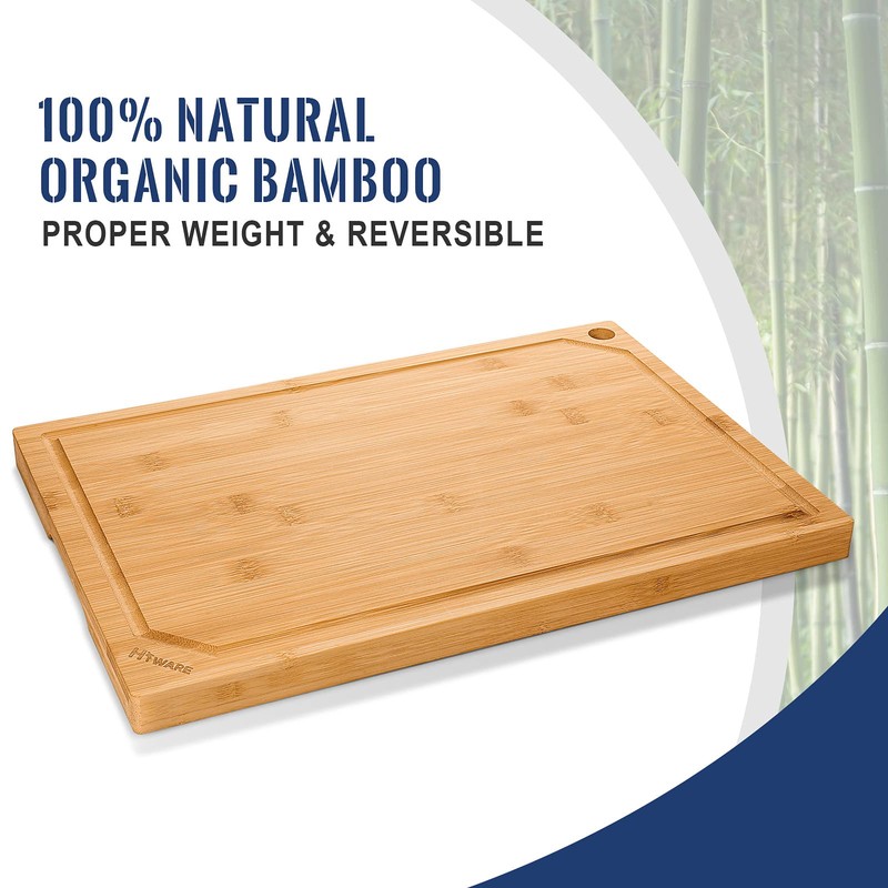 Hiware 4-Piece Extra Large Bamboo Cutting Boards Set for Kitchen,