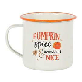 Something Different HA_40331 Enamel Cup, Pumpkin Spices, 1 Piece, 165 g, White, 1 Piece (1 Piece)