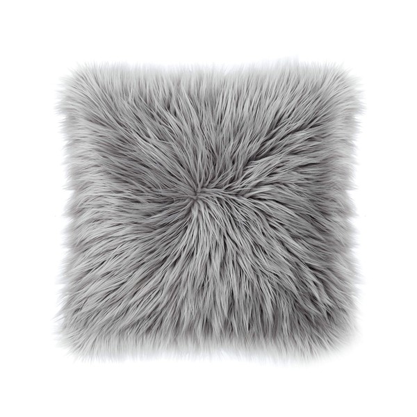 Juicy Couture Sheepskin Decorative 1-Piece Indoor/Outdoor Pillow, 1 Count (Pack of 1), Grey