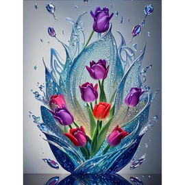 TOSTOG Tulip Art Diamond Painting, 5D Diamond Painting Kits Pictures for Adults, DIY Diamond Painting Picture Set 30 x 40 cm for Wall Decoration