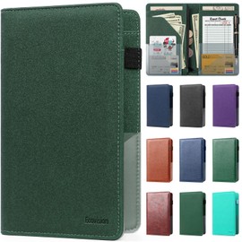 EcoVision Server Book for Waitress/Waiter Book, Premium Pu Leather Waitress Book with Money Zipper Pocket, Fits in Server Apron and Holds Receipts, Pocket Money, and Guest Check for Restaurants