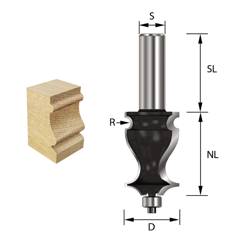 ENT Decorative Moulding Cutter TC Shank (C) 8 mm, Diameter