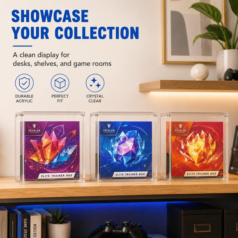 ETB Protector Case Magnetic Lid Acrylic Display Box Elite Trainer