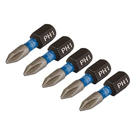 Draper 04934 Cross Slot/PH Type Impact Screwdriver Bits, No.1 x 25mm (Pack of 5)