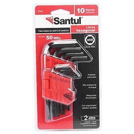SANTUL, Juego de Llaves Allen Pavonadas, Acero al Carbono, Portallaves de Plástico, Resistente a la Corrosión, 11 Piezas, Modelo 8745