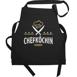Geschenk mit Namen personalisiert by Shirtracer - Apron - Cooking Apron Women - Chef with Name I Gift for Chef I Hobby Chef I Christmas I Birthday I Mother's Day, 1 black