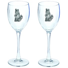 Heritage Pewter Black Bear Glass Goblets – Set of 2 | 12 OZ Goblet Wine Glasses | Expertly Crafted Pewter Glass