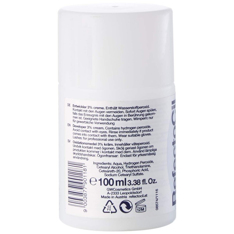 RefectoCil Oxidant 3% 10 Volume Cream Developer 3.4 oz
