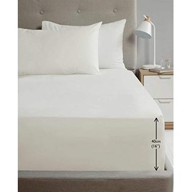 Rapport Luxury Super Soft Percale Plain 16" Deep Single Cream Fitted Sheet