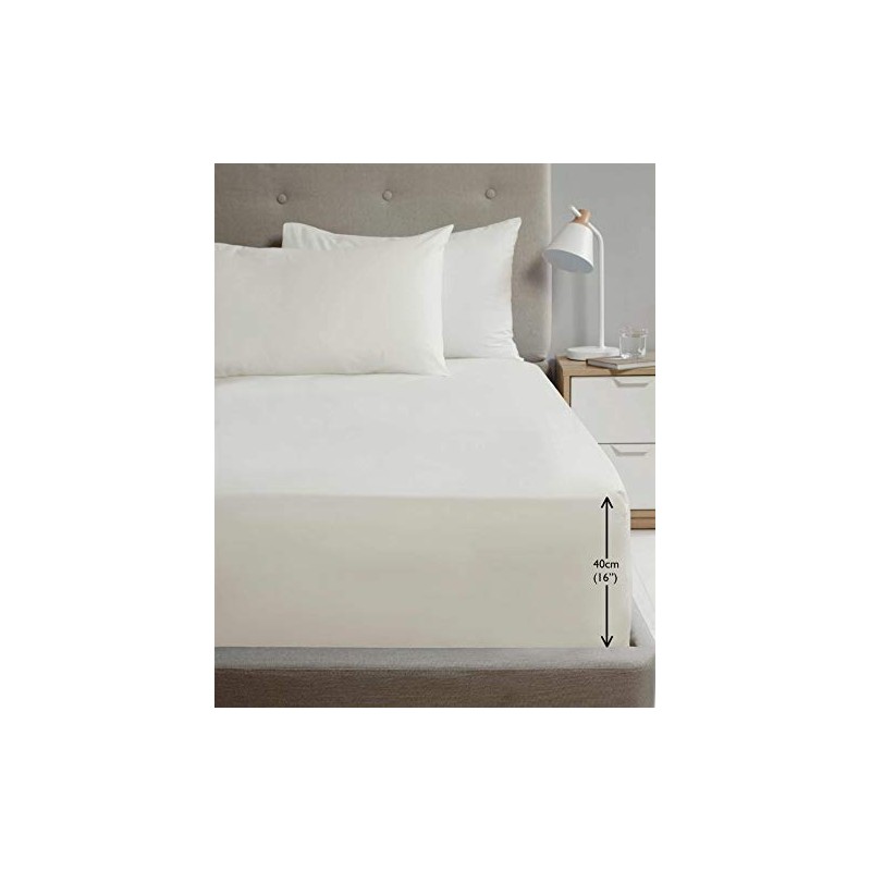 Rapport Luxury Super Soft Percale Plain 16" Deep Single Cream