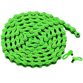 ZONKIE - Cadena de bicicleta de una sola velocidad de 1/2 x 1/8 pulgadas, 116 eslabones (verde, 1/2 pulgadas x 1/8 pulgadas, 116 eslabones)