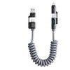 240W 4-in-1 Coiled Fast Charging Cable with LED Display, USB-A