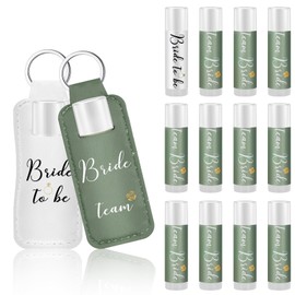 Dansib 24 Pack Bachelorette Party Favor Lip Balm Set Team Bride Lip balm with Lipstick Holder Keychain Bride to be Lip balm Bridal Shower Proposal Gifts for Wedding Party Favors(White, Sage Green)
