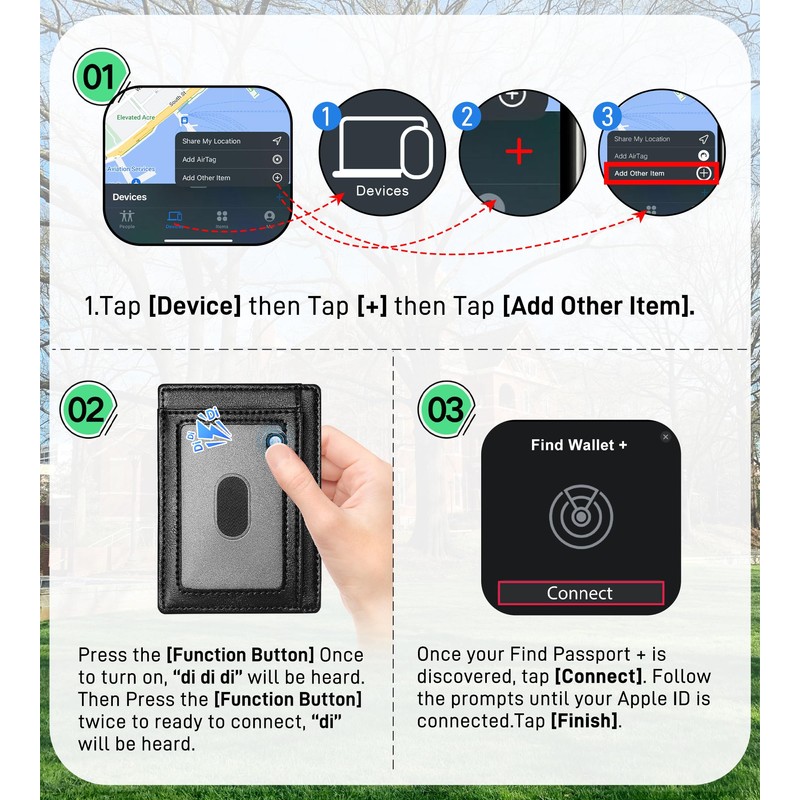 Auskang Slim Wallet with Find My Credit Card Holder with