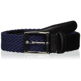 Leather Goods Moliya Men's Belt, Rubber Mesh, Stretchable, Rubber Mesh Belt with Leather, navy