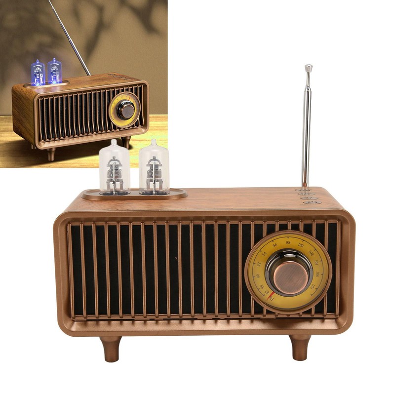 Mini Wooden FM Stereo Sound Radio Vintage Imitation Wood Grain