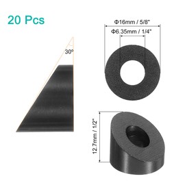 sourcing map 20 Pcs 1/4" 30 Degree Angle Beveled Washer, T316 Stainless Steel Angled Washer for Cable Railing Stair Ends Wood Metal Posts, Black