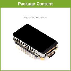 Waveshare ESP32-C6 1.47 Inch Display Dev Board, 172 x 320, 262K Colour, 160 MHz Running Frequency Single-Core, Supports WiFi 6 & Bluetooth, with Colourful RGB LED, ESP32 with Display, with Pinheader