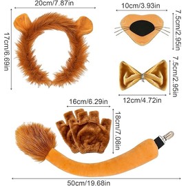 Fartoni Lion Costume Boy or Girl Lion Costumes with Tiara, Nose, Gloves, Bow Tie and Tail. Animal Costumes with Accessories
