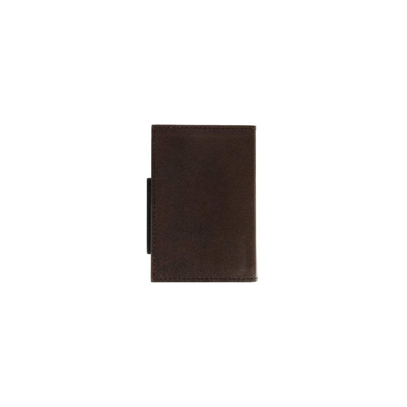 Ögon CL-Darkbrown Card Holder Cascade Wallet Aluminium and Italian Leather