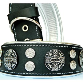 Bestia ™ "Hektor Real Leather Dog Collar For Large Dogs – 100% Leather, Softly Padded, 5Inch Wide. Unique Design and Quality Cane Corso, Rottweiler, Dogo – Hand Made In The Uk.