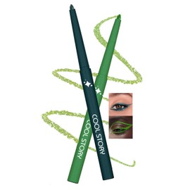 Jutqut 2Pcs Glitter Metallic Gel Eyeliner, Long-lasting Waterproof Shimmer Eye Liner, Smudgeproof Retractable Liner Ink Pen, Highly Pigmented Eye Makeup Pen with Smooth Creamy Formula #04+#05