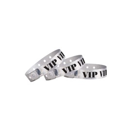 WristCo Holographic Silver VIP Plastic Wristbands - 100 Pack Wristbands for Events