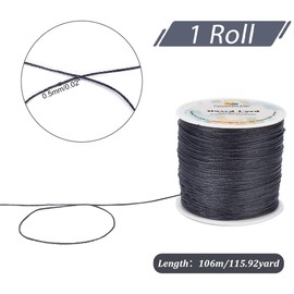 PH PandaHall 0.5mm Waxed Cord, 115 Yards Gray Polyester Cord Beading String Twine Threads for DIY Bracelet Necklaces Dreamcatcher Jewelry Making Sewing Macrame Projects