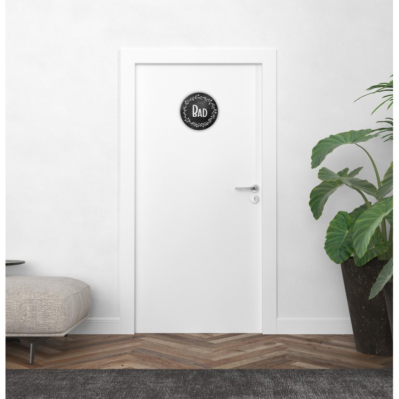 Round Door Sign Diameter 15 cm Wreath Chalk Board Vintage