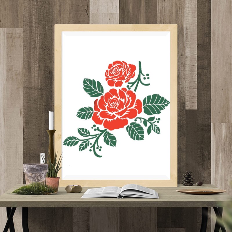 12 PCS Rose Flower Stencils - 7.8 X 7.8 Inch