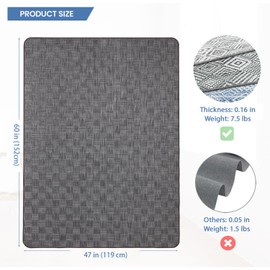 RccugmatS Chair Mat for Hardwood & Tile Floor, 47" x 60" Heavy Duty Office Chair Mat for Rolling Chairs, Anti Slip, Non-Curve, Floor Protector for Home Office, Gray Square