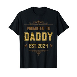 Promoted to Daddy 2024 Shirt Retro New Dad 24 Papa Father T-Shirt