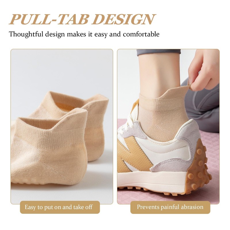 4 Pairs Grip Socks for Yoga, Non Slip Sticky Socks