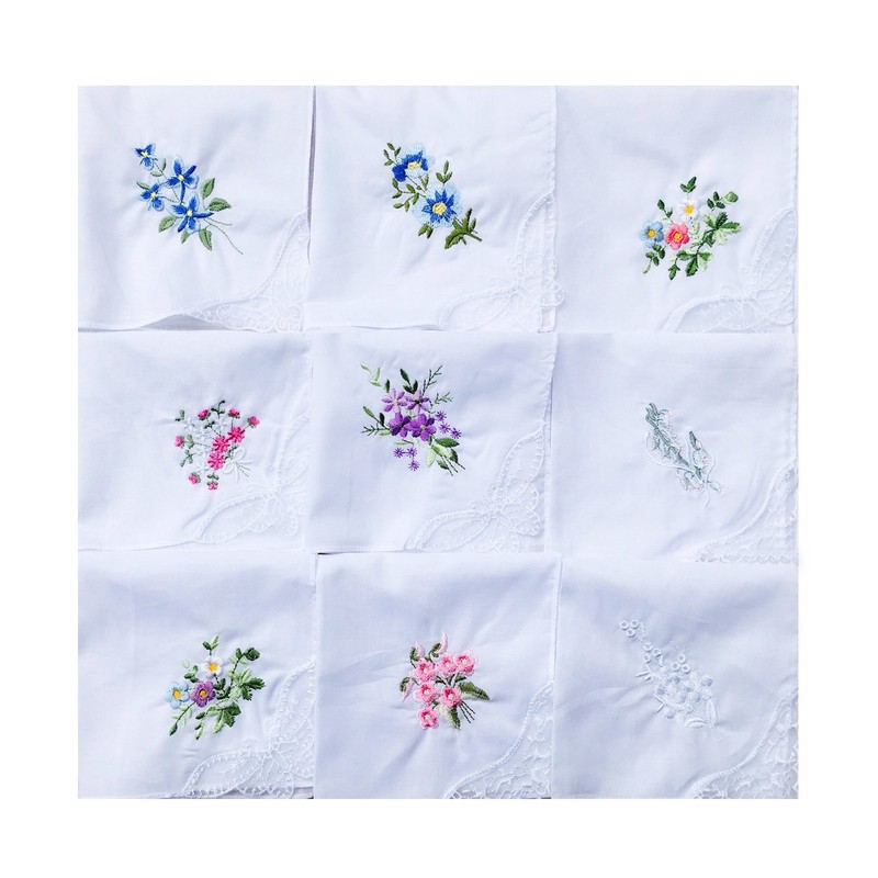 La closure Cotton Embroidered Ladies Lace Handkerchiefs 24 Pieces
