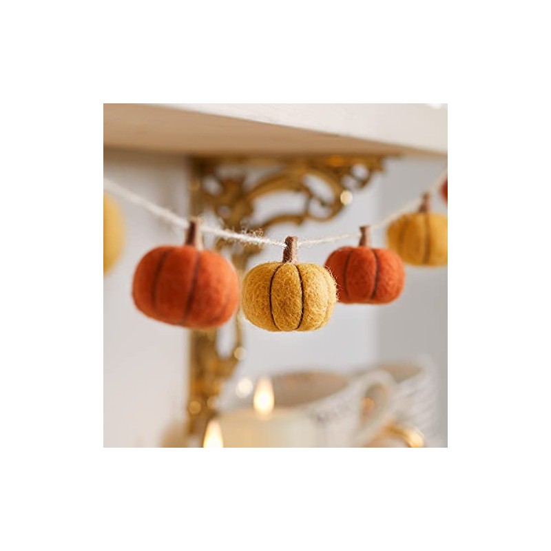 Lights4fun Pumpkin Garland Felt 130 cm Autumn Decoration