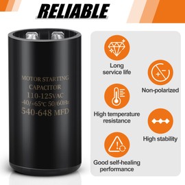 540-648 uf/MFD 110-125V VAC 50/60 Hz AC Electric Round Start Capacitor Universal Replacement for Electric Motor Applications