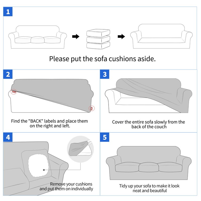 MAXIJIN 3 Piece Couch Covers for 2 Cushion Couch Sofa