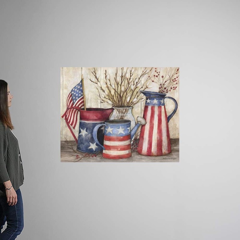 CANVAS ON DEMAND Patriotic Watering Cans Wall Decal, American Flag