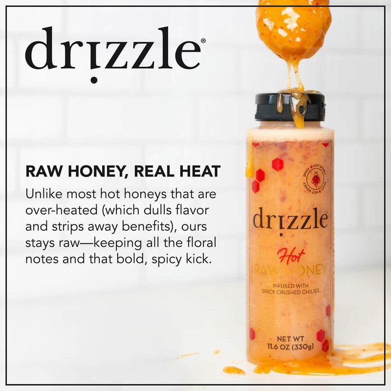 Drizzle Hot Honey - All Natural Raw Spicy Honey Sauce,